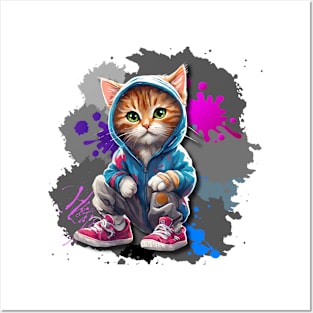 cat in a tracksuit Posters and Art